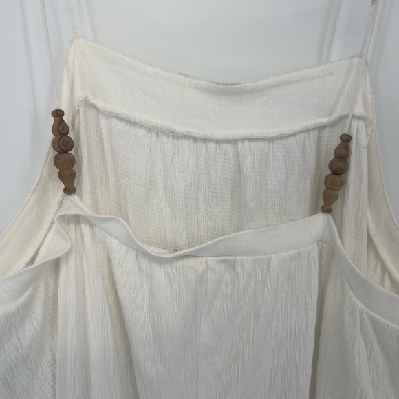 Zara Front Wooded Beaded Dainty Strap Crepe Boho Flowy Midi Dress - Picture 6 of 10